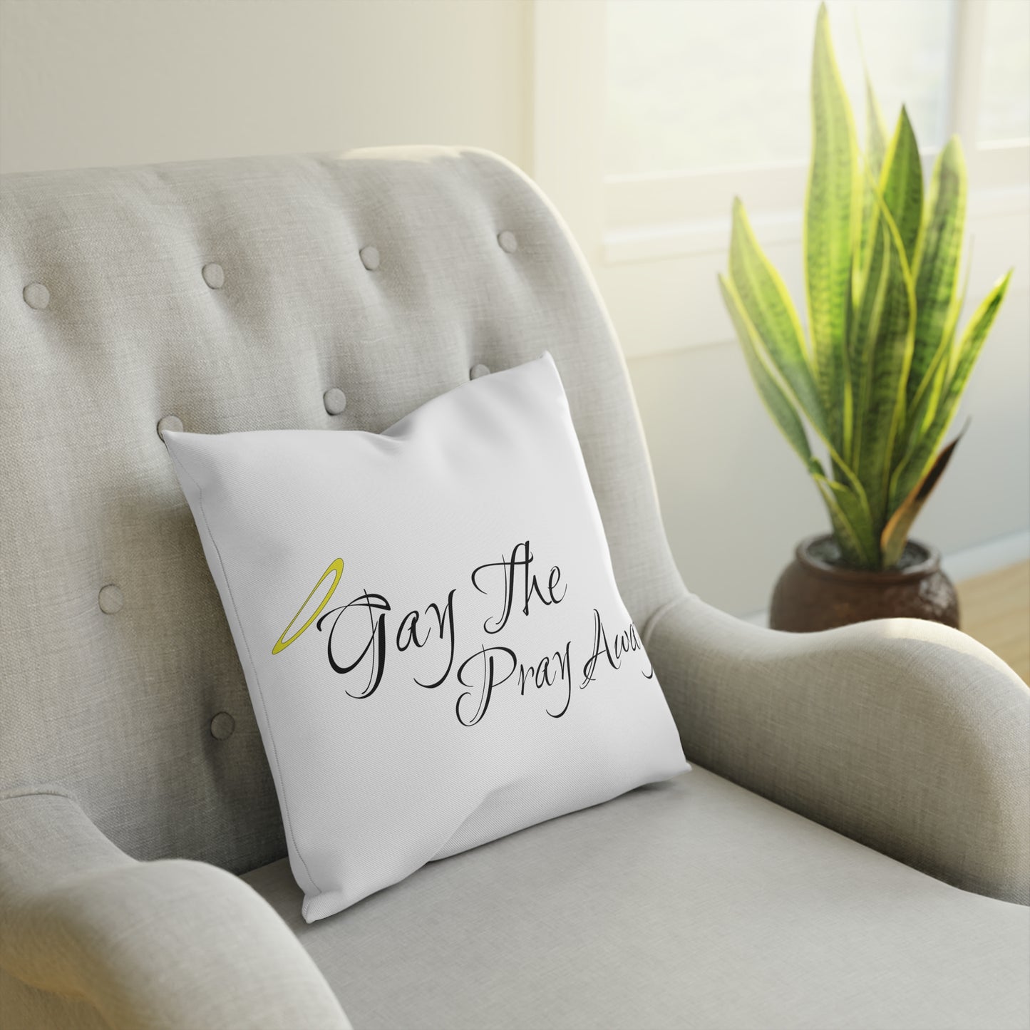 Gay The Pray Away White Cushion